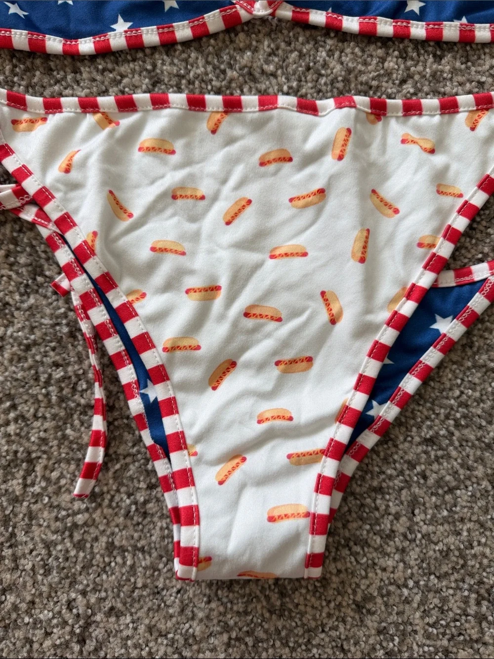Viral Hot Dog Bikini Blue Starry Sky Reversible Two-Piece Print Bikini NEW